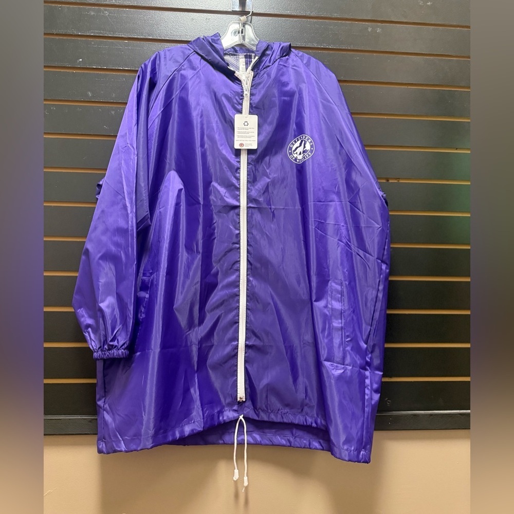 Defenders of Wildlife Wolf Logo Purple Windbreaker Jacket NWT One Size Hooded